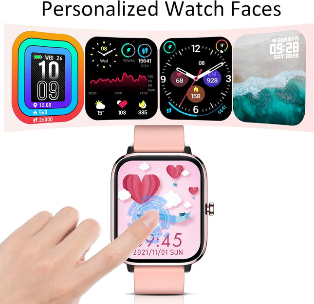 Elegant Women's Smartwatch – Bluetooth Call & Heart Rate Monitor – Luxury Metal Band Fitness Tracker with Diamond-Cut Detail – iOS & Android