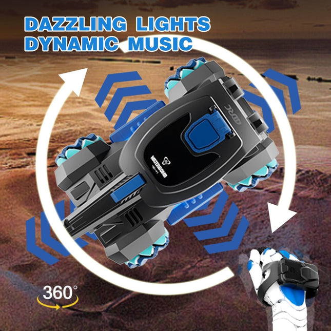 Gesture Sensing RC Tank – 4WD Remote Control Drift Car with Water Bomb Launcher – 2.4G Hand Gesture Controlled Stunt Tank for Kids