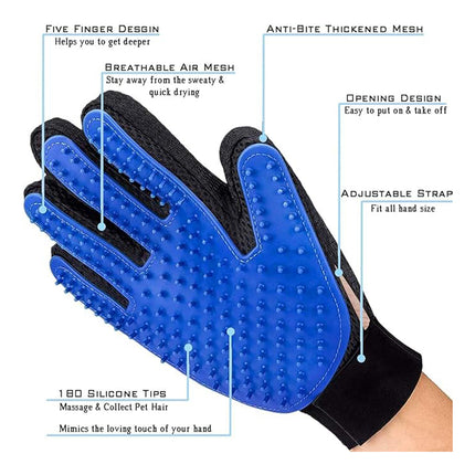 Premium Pet Grooming Gloves (1 Pair) – Gentle Deshedding & Massage Brush – Effective Hair Remover for Dogs, Cats, Horses & Rabbit