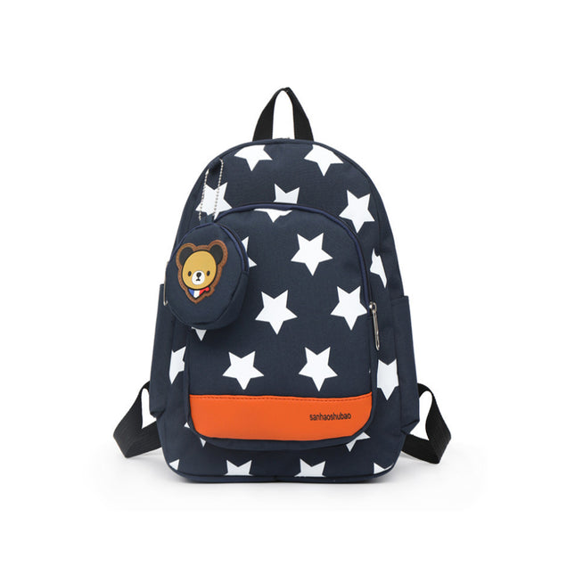 Kids & Teens Soccer Fan Backpack with Detachable Bear Coin Purse – Lightweight Star Print School Bag and Stadium Daypack