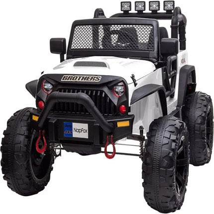 48.4" 2-Seater Ride-on Car for Kids – Battery Powered Electric Truck with Remote Control – 14" Large Suspension Wheels, LED Lights & Bluetooth – White