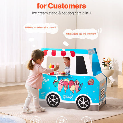 Wooden Ice Cream Truck Playset – Traditional Pretend Play Stand for Kids – Includes Magnetic Scoops & Cones – Educational Gift for Ages 3-7