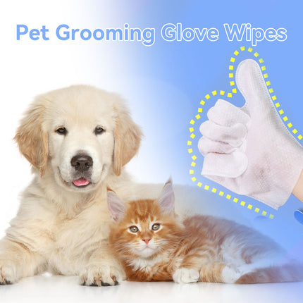 Rinse-Free Pet Grooming Glove Wipes – 6pcs Deodorizing Bathing Gloves for Dogs & Cats – No-Rinse Body & Paw Cleaning Wipes for Travel & Daily Care