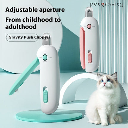 Professional Cat Nail Clippers with Gravity Push Mechanism – Ergonomic Pet Nail Trimmer for Cats & Small Dogs – Safe and Precise Grooming Tool
