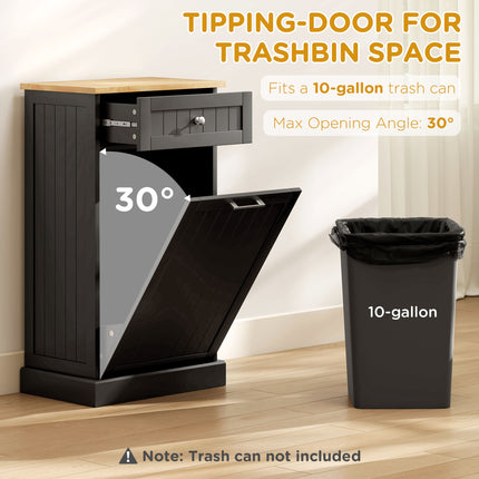 Compact Tilt-Out Trash Bin Cabinet – Single Drawer Hidden Garbage Holder – Black Wooden Recycling Cabinet for Small Kitchens & Laundry Rooms