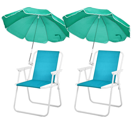 Lightweight Folding Beach Chair with Removable Sun Umbrella – 265lbs Capacity – Portable Camping Chair for Picnic, Concerts & Outdoor Activities