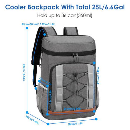 Leakproof Cooler Backpack – 36-Can Large Capacity Insulated Backpack – 25L Waterproof Soft Cooler Bag for Hiking, Camping, Beach & Picnic