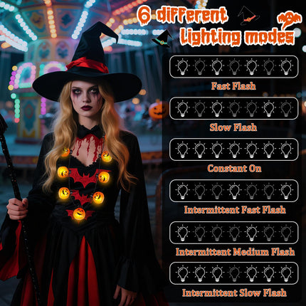 3pcs Halloween LED Light-Up Necklaces – Glow in the Dark Pumpkin Pendants – Spooky Party Favors & Costume Accessories for Kids