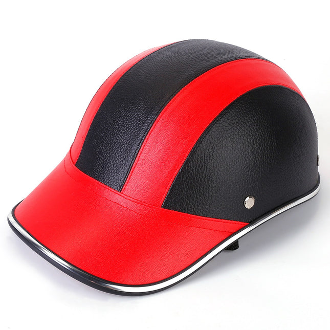 Retro Baseball Cap Style Bike Helmet – Adjustable PU Leather Safety Hard Hat – Breathable & Anti-UV Cycling Helmet for Scooter, Bicycle & Skateboard