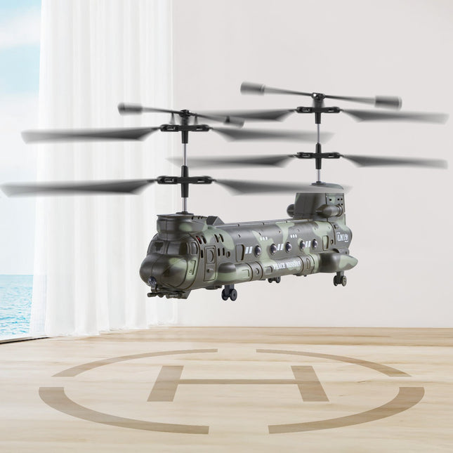 Military Transport RC Helicopter – 3.5 Channel Mini Aircraft with Gyroscope – Stable Hovering & Collision Resistant Toy – Perfect Birthday Gift for Kids