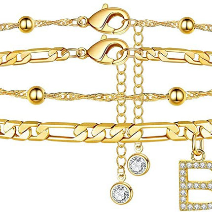 Decorative initial anklet in a simple gold-plated style