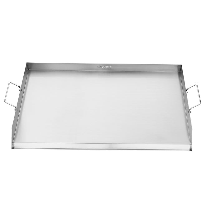 36x22" Jumbo Stainless Steel Flat Top Griddle – Universal BBQ Grill Pan for Large Events – Built-in Grease Well
