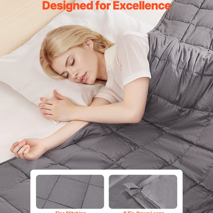 25 lbs Weighted Blanket for Adults – King Size (80" x 87") – Premium 100% Cotton Heavy Blanket for Anxiety, Stress Relief & Better Sleep – Grey