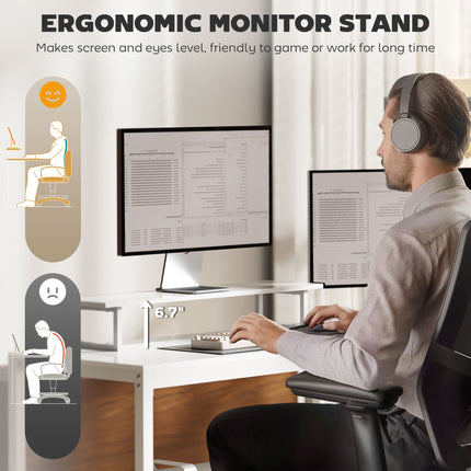 61.6" L-Shaped Gaming Desk with LED Lights & Power Outlets – White Computer Desk with Monitor Stand, CPU Shelf & Headphone Hook – Corner Workstation for Home Office & Gaming