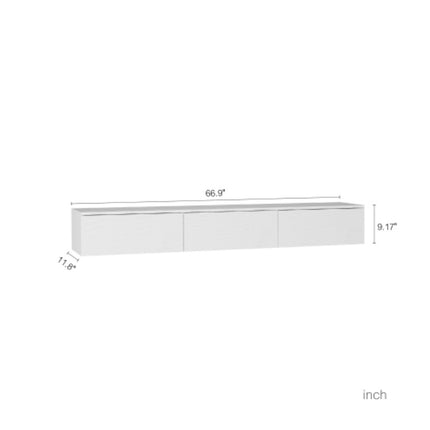 Modern Floating TV Stand with 16-Color LED Lights – Wall Mounted Entertainment Center for TVs up to 65" – High Gloss White Media Console