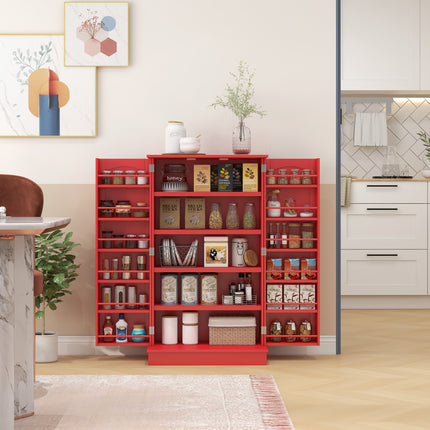 Freestanding Kitchen Pantry Cabinet – 5-Tier Storage Cupboard with Adjustable Shelves & Door Spice Racks for Dining Room Organization