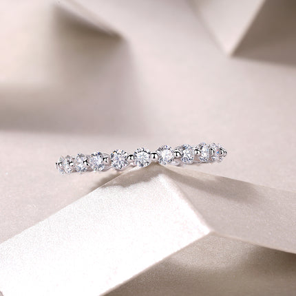 Full Eternity Moissanite Ring – 925 Sterling Silver Radiant Band – Sparkling D-Color Lab Diamond Alternative Jewelry