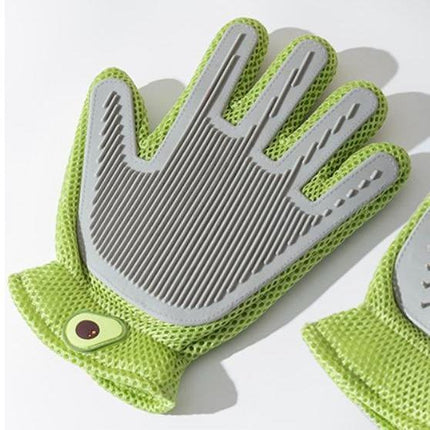 2-in-1 Double-Sided Pet Grooming Gloves – High-Efficiency Hair Removal & Massage Mitts – Scratch & Bite Resistant Protection for Cats & Dogs