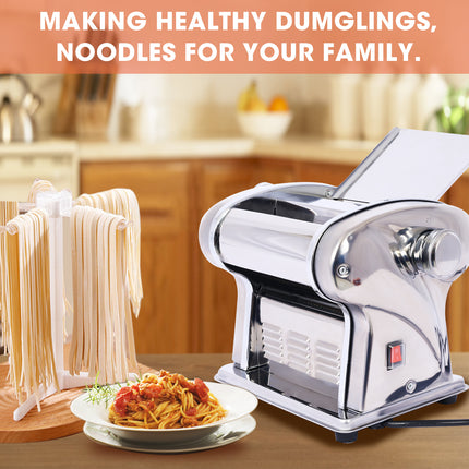 Electric Pasta Maker & Noodle Machine – 135W Stainless Steel Dough Roller with 3 Adjustable Cutting Blades