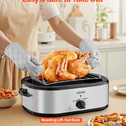 20 Quart Electric Roaster Oven with Self-Basting Lid – Large Capacity Roasting Pan for Turkey, Beef & Roasts