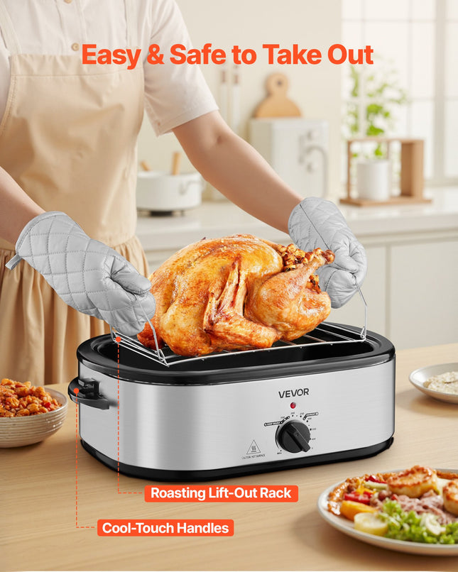 20 Quart Electric Roaster Oven with Self-Basting Lid – Large Capacity Roasting Pan for Turkey, Beef & Roasts