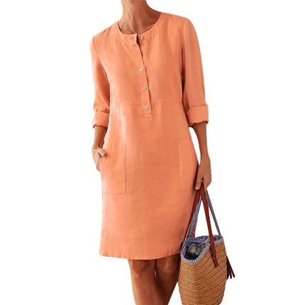 Bohemian Ethnic Print Long Sleeve Maxi Dress – Comfortable V-Neck Cotton Blend Casual Flowy Gown – Versatile Everyday & Travel Style for Women