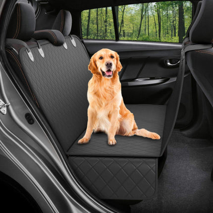 Dog Car Seat Cover with Mesh Visual Window – Waterproof Pet Carrier Hammock – Scratchproof Back Seat Protector with Pockets & Zippers