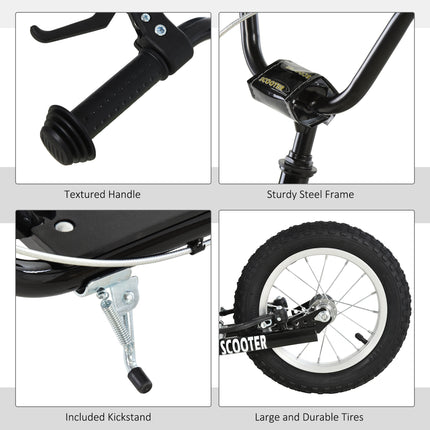 Teens & Youth Scooter with Inflatable All-Terrain Wheels – Dual Hand Brakes & Adjustable Handlebar – High-Performance Kick Scooter for Kids 5+ (Black)