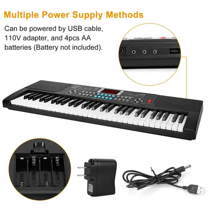 61-Key Digital Electronic Keyboard with Adjustable Stand & Microphone – Full Music Station for Kids & Beginners – Portable Electric Piano Set