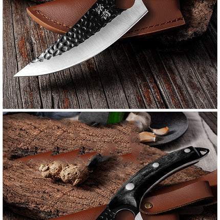 Hand-Forged Boning Knife – High Carbon Steel Butcher Knife for Meat Cleaving – Full Tang Kitchen & Outdoor Camping Knife