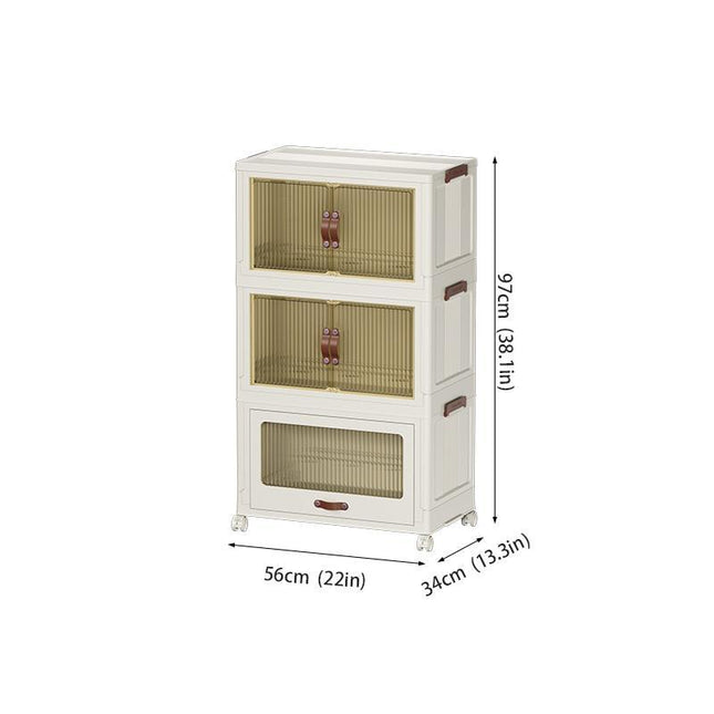 Multi-Layer Baby Storage Cabinet with Wheels – Transparent Easy-Open Lids – Mobile Nursery Organizer for Diapers, Toys & Clothes
