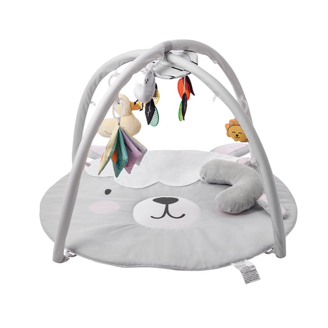 Baby Play Gym & Activity Mat – 3-in-1 Tummy Time Mat with 5 Developmental Sensory Toys – Soft Washable Infant Play Mat