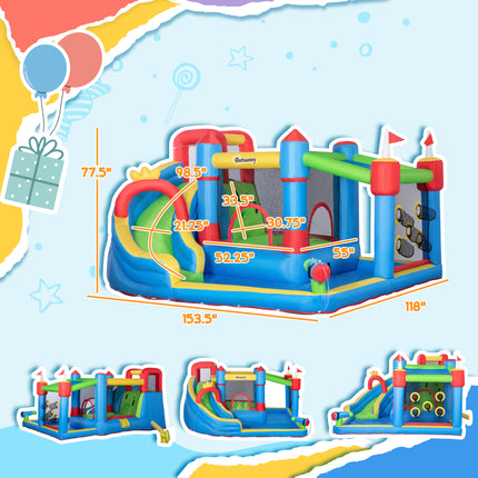 6-in-1 Inflatable Water Slide & Bounce House – Giant Bouncing Castle with Water Cannon, Climbing Wall & Splash Pool – Heavy Duty Outdoor Fun for Kids