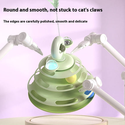 4-Level Cat Toy Tower – Interactive Track Roller with Spinning Balls – Mental Stimulating Puzzle for Indoor Cats & Kittens