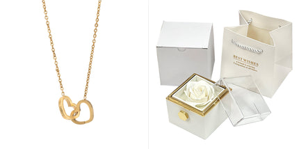 Creative Rotating Rose Jewelry Box – Eternal Soap Flower Gift Box for Necklace & Rings – Enchanted Spinning Rose Surprise for Valentine’s Day