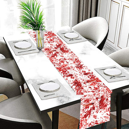 Spooky Bloody Handprint Halloween Tablecloth – Durable & Reusable Party Table Cover – Frightening Festive Decor for Haunted Houses & Gatherings