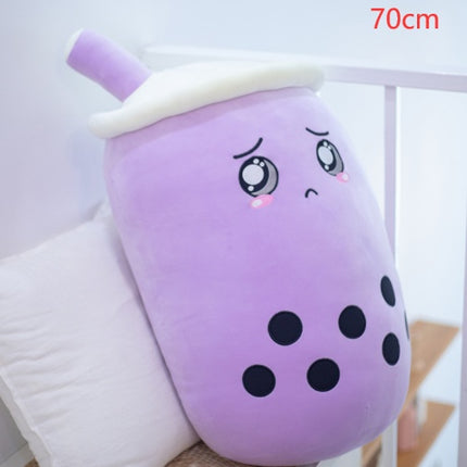 Cute Fruit Boba Tea Plush Pillow – Soft Strawberry Milk Tea Stuffed Toy – Kawaii Bubble Tea Cup Cushion for Kids & Teens (Pink/Brown)