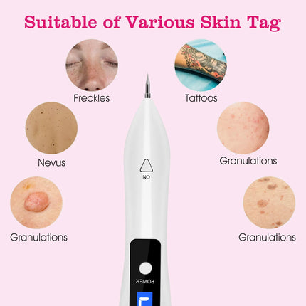 Professional Skin Tag & Mole Remover Pen – LCD Display Plasma Laser Repair Kit – 9 Adjustable Levels with 6 Replaceable Needles for Home Beauty
