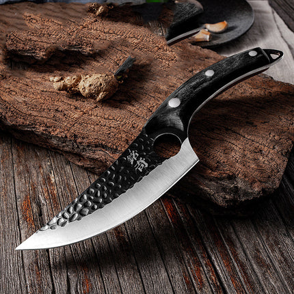 Hand-Forged Boning Knife – High Carbon Steel Butcher Knife for Meat Cleaving – Full Tang Kitchen & Outdoor Camping Knife