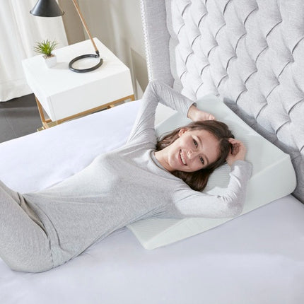 Adjustable Backrest Wedge Pillow – Triangular Reading Pillow for Bed & Sofa – Ergonomic Lumbar Support Cushion with Removable Cover