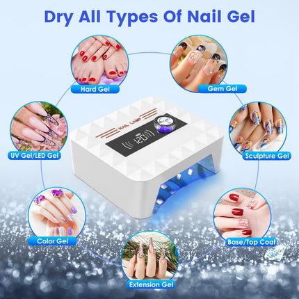 120W Cordless UV LED Nail Lamp – Rechargeable Gel Nail Dryer with 30 LED Beads – Professional Nail Curing Light for Salon & Home