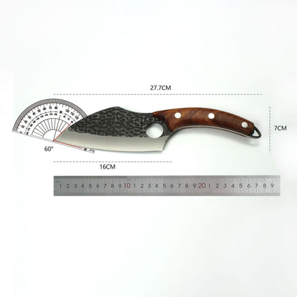 Hand-Forged Boning Knife – High Carbon Steel Butcher Knife for Meat Cleaving – Full Tang Kitchen & Outdoor Camping Knife