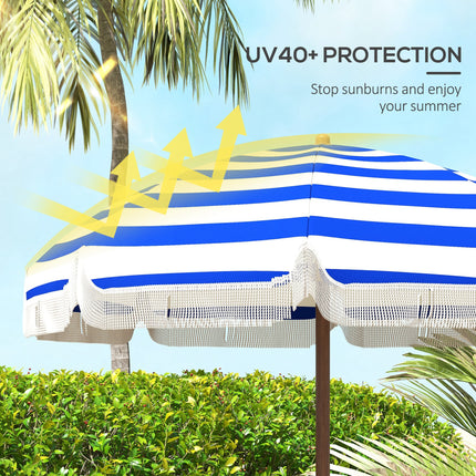 6.2ft Portable Beach Umbrella – Large Sun Shade for Travel – UV Protective Parasol with Tilt Mechanism & Carry Bag