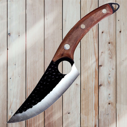 Hand-Forged Meat Cleaver & Boning Knife – High Carbon Steel Butcher Knife – Curved Skinning Knife for Hunting & Kitchen
