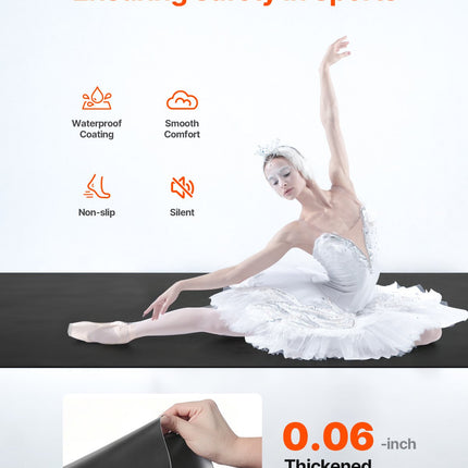 Professional Dance Floor & Portable Yoga Mat – 6.6’ x 3’ Large Non-Slip Floor Mat – 1.5mm Thin Workout Mat for Home Practice & Studios