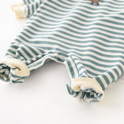 Unisex Striped Dinosaur Baby Jumpsuit – Premium Cotton Long-Sleeve Romper – Adorable & Comfortable Infant Playwear for Spring & Fall