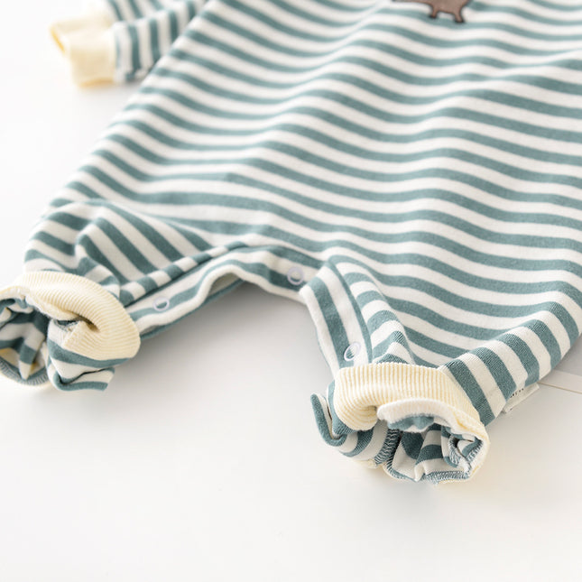Unisex Striped Dinosaur Baby Jumpsuit – Premium Cotton Long-Sleeve Romper – Adorable & Comfortable Infant Playwear for Spring & Fall