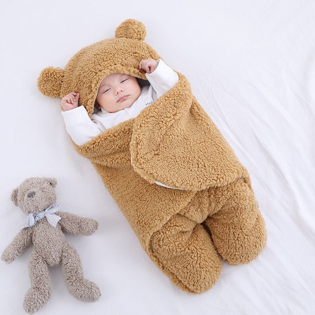 Anti-Shock Baby Swaddle Blanket – Thickened Winter Sleeping Bag – Soft Fleece Newborn Wrap for Better Sleep & Security