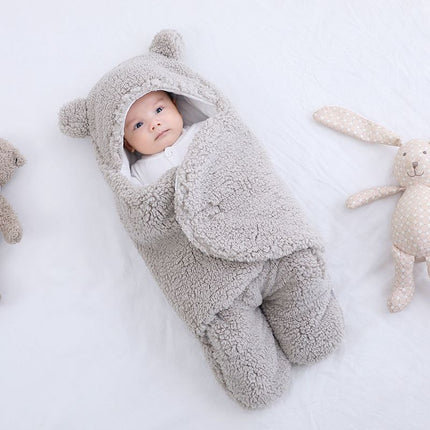 Anti-Shock Baby Swaddle Blanket – Thickened Winter Sleeping Bag – Soft Fleece Newborn Wrap for Better Sleep & Security