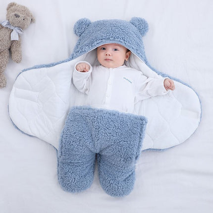 Anti-Shock Baby Swaddle Blanket – Thickened Winter Sleeping Bag – Soft Fleece Newborn Wrap for Better Sleep & Security